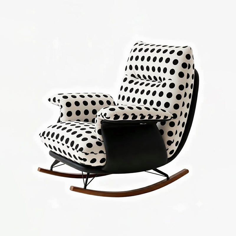 Moderner Mid-Century-Stoff Kunstleder Eisen Holz Polka Dot Schaukelstuhl Rückenlehne Armlehne für Wohnzimmer 