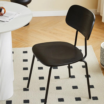 Modern Mid-century Plywood Carbon Steel Rounded Square Curved Stackable Dining Chair For Dining Room