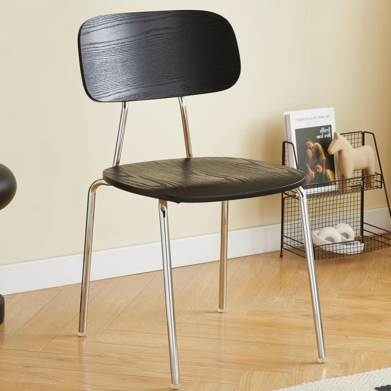 Moderner Mid-Century Sperrholz Kohlenstoffstahl Abgerundeter Quadratischer Gebogener Stapelbarer Esszimmerstuhl Für Esszimmer 