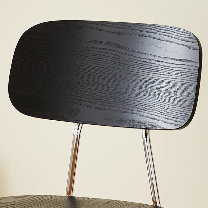 Moderner Mid-Century Sperrholz Kohlenstoffstahl Abgerundeter Quadratischer Gebogener Stapelbarer Esszimmerstuhl Für Esszimmer 