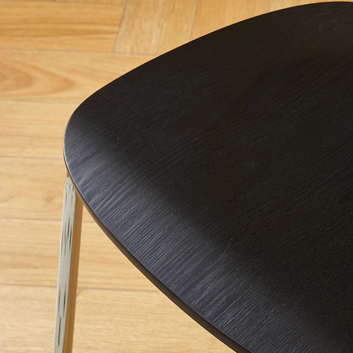 Moderner Mid-Century Sperrholz Kohlenstoffstahl Abgerundeter Quadratischer Gebogener Stapelbarer Esszimmerstuhl Für Esszimmer 