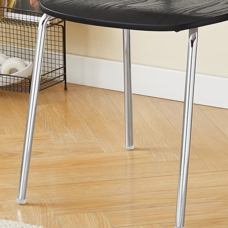Moderner Mid-Century Sperrholz Kohlenstoffstahl Abgerundeter Quadratischer Gebogener Stapelbarer Esszimmerstuhl Für Esszimmer 