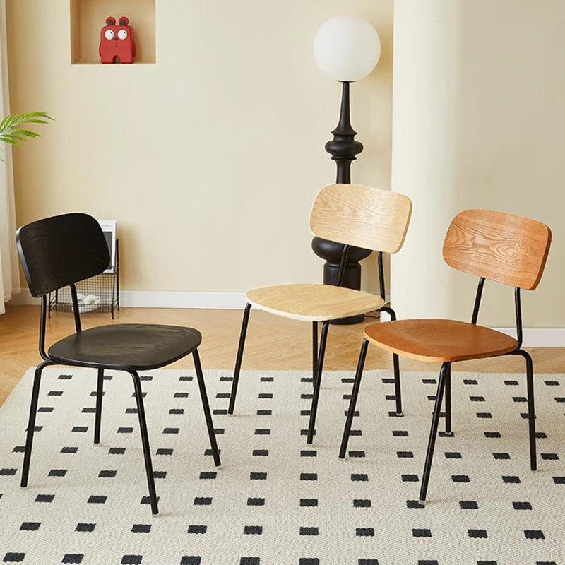 Moderner Mid-Century Sperrholz Kohlenstoffstahl Abgerundeter Quadratischer Gebogener Stapelbarer Esszimmerstuhl Für Esszimmer 