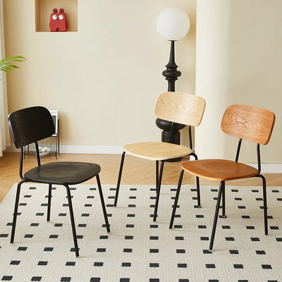 Modern Mid-century Plywood Carbon Steel Rounded Square Curved Stackable Dining Chair For Dining Room