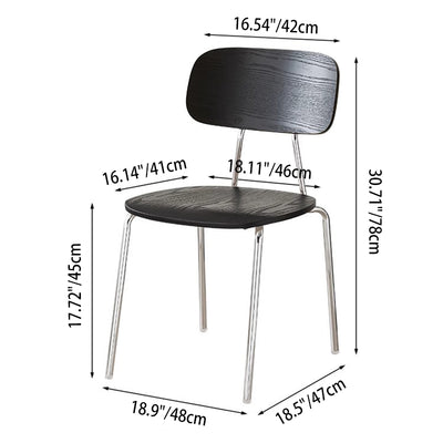 Modern Mid-century Plywood Carbon Steel Rounded Square Curved Stackable Dining Chair For Dining Room