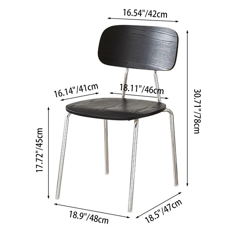 Modern Mid-century Plywood Carbon Steel Rounded Square Curved Stackable Dining Chair For Dining Room