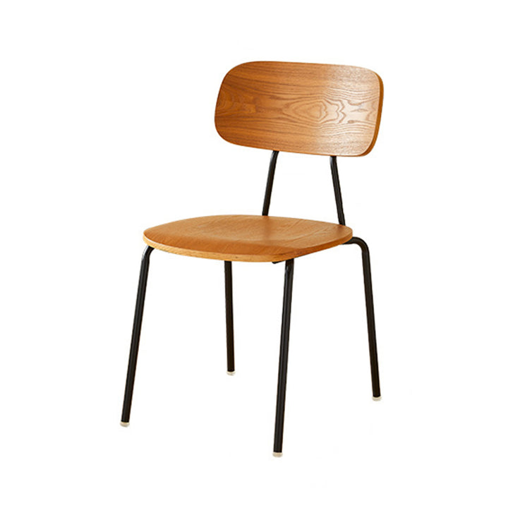 Moderner Mid-Century Sperrholz Kohlenstoffstahl Abgerundeter Quadratischer Gebogener Stapelbarer Esszimmerstuhl Für Esszimmer 