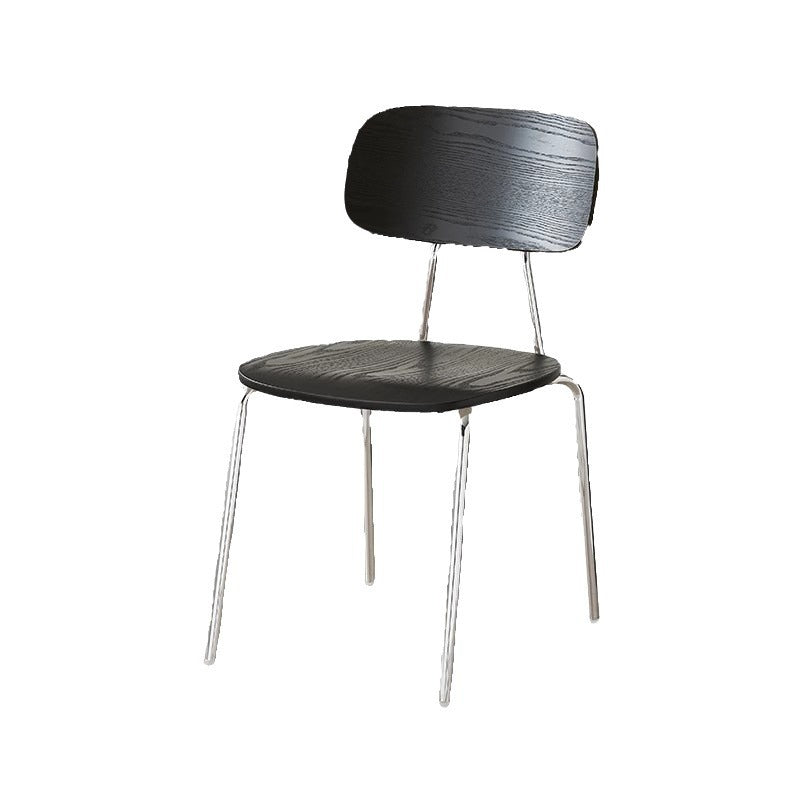 Moderner Mid-Century Sperrholz Kohlenstoffstahl Abgerundeter Quadratischer Gebogener Stapelbarer Esszimmerstuhl Für Esszimmer 
