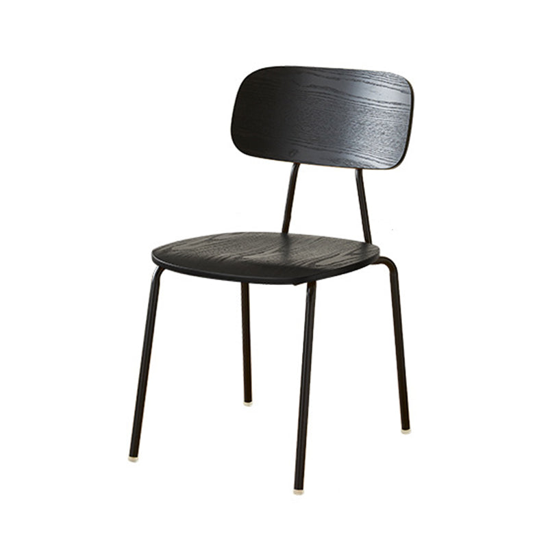 Moderner Mid-Century Sperrholz Kohlenstoffstahl Abgerundeter Quadratischer Gebogener Stapelbarer Esszimmerstuhl Für Esszimmer 