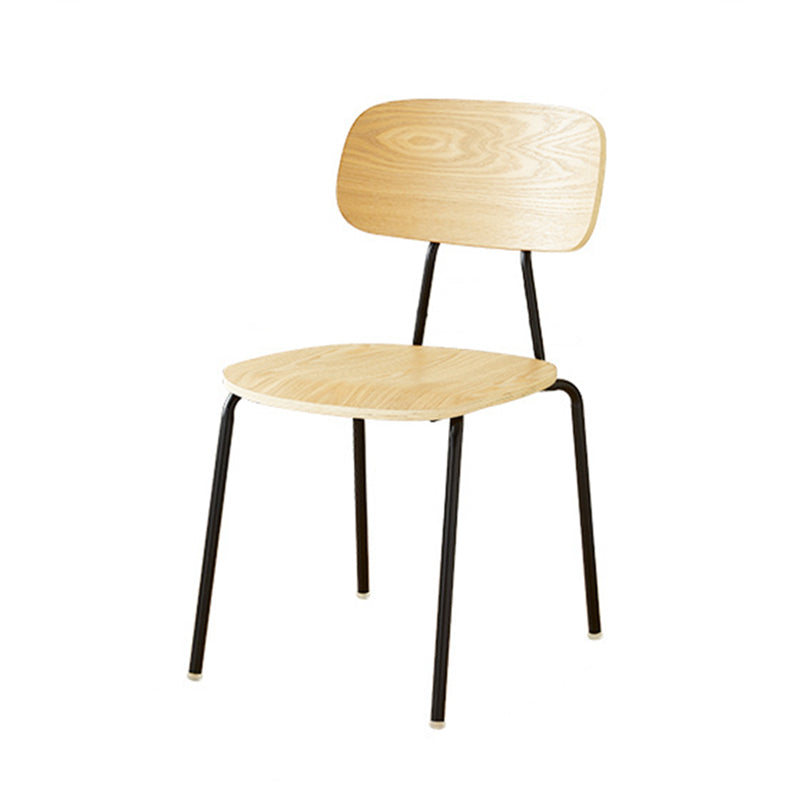 Moderner Mid-Century Sperrholz Kohlenstoffstahl Abgerundeter Quadratischer Gebogener Stapelbarer Esszimmerstuhl Für Esszimmer 