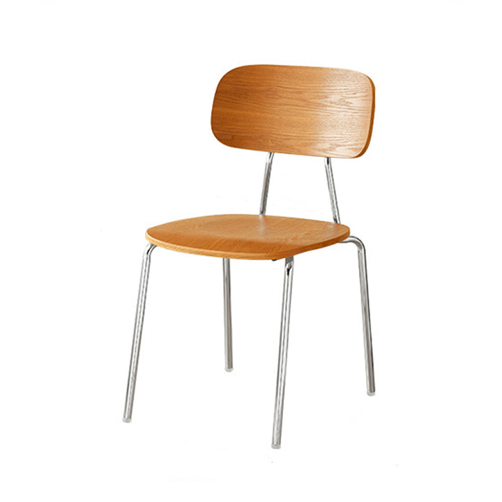 Moderner Mid-Century Sperrholz Kohlenstoffstahl Abgerundeter Quadratischer Gebogener Stapelbarer Esszimmerstuhl Für Esszimmer 
