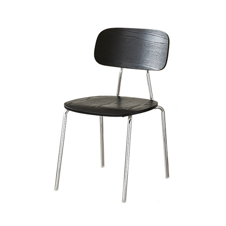 Moderner Mid-Century Sperrholz Kohlenstoffstahl Abgerundeter Quadratischer Gebogener Stapelbarer Esszimmerstuhl Für Esszimmer 