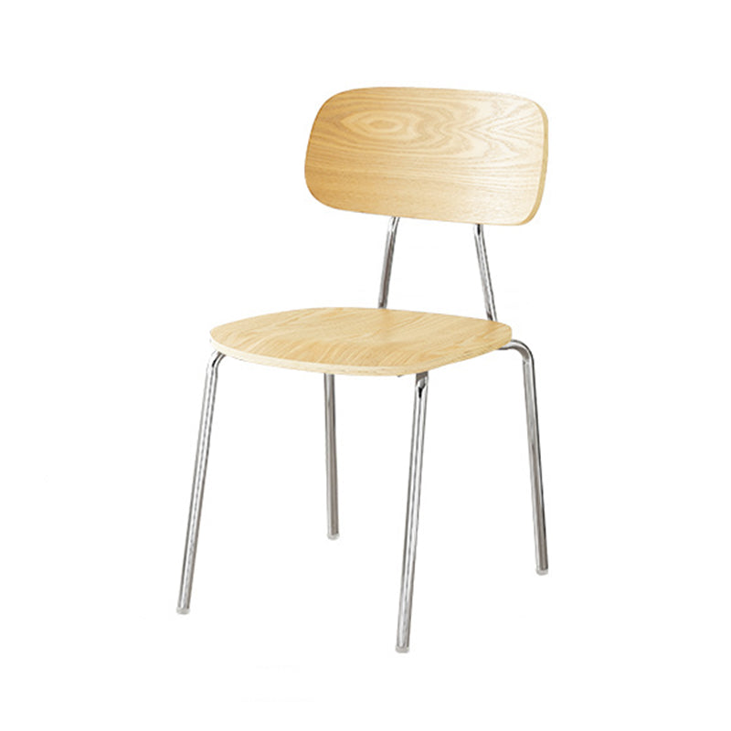 Moderner Mid-Century Sperrholz Kohlenstoffstahl Abgerundeter Quadratischer Gebogener Stapelbarer Esszimmerstuhl Für Esszimmer 