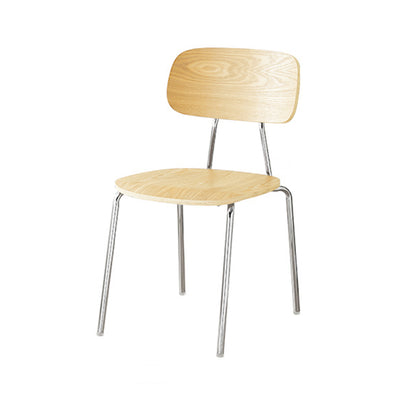 Modern Mid-century Plywood Carbon Steel Rounded Square Curved Stackable Dining Chair For Dining Room