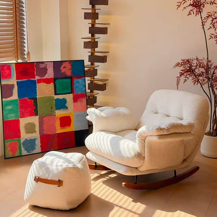 Chaise berçante d’appoint en lin style milieu du siècle - chaise longue inclinable confortable et réglable pour salon 