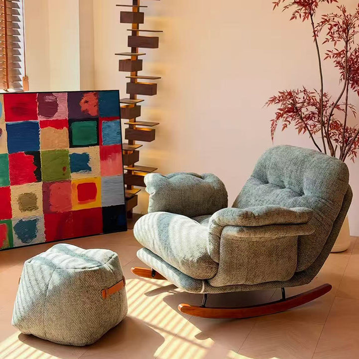 Chaise berçante d’appoint en lin style milieu du siècle - chaise longue inclinable confortable et réglable pour salon 