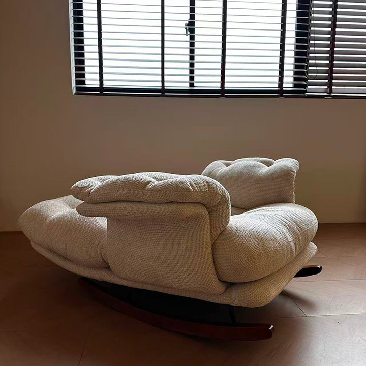 Mid-century Linen Accent Rocking Chair - Adjustable Cozy Reclining Lounge Chair For Living Room