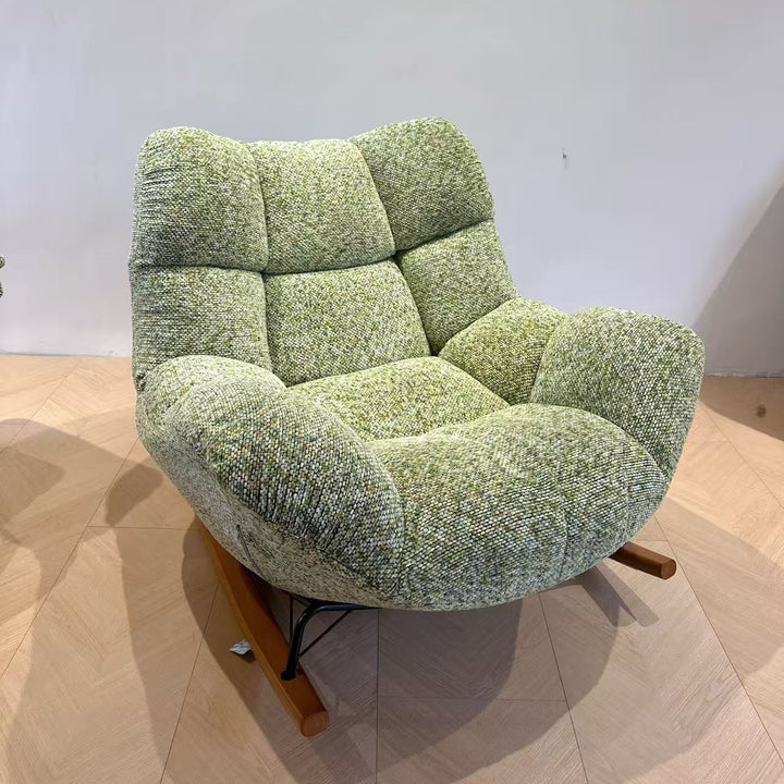 Nordic Plush Rocking Chair With Footrest - Petal Cozy Accent Chair For Living Room
