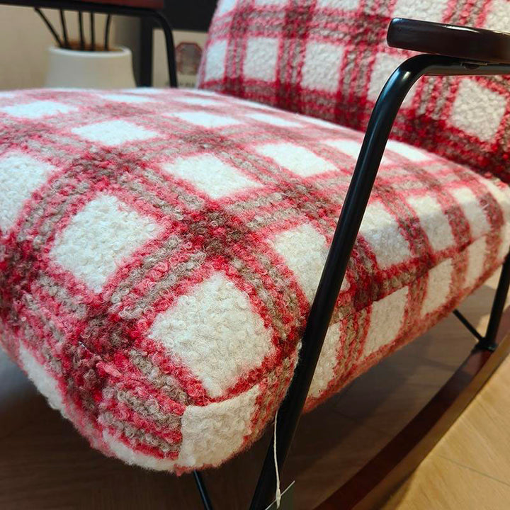 Verstellbarer Mid-Century-Schaukelstuhl aus Chenille- &amp; Sherpa-Stoff – Einzelner Loungesessel fürs Wohnzimmer 