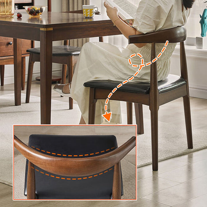 Contemporary Nordic Ash Wood PU Leather Horn Dining Chair Backrest For Dining Room