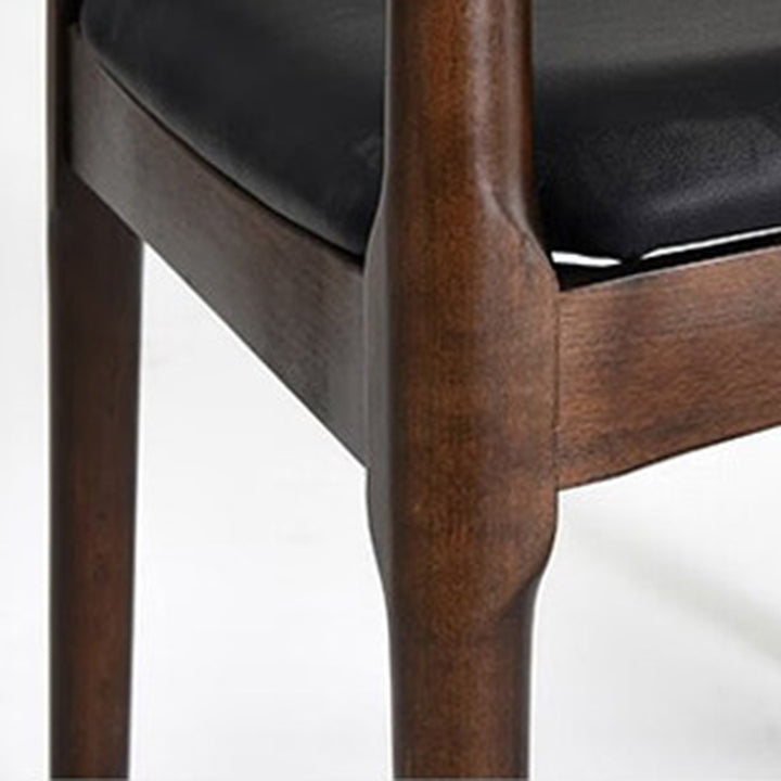 Contemporary Nordic Ash Wood PU Leather Horn Dining Chair Backrest For Dining Room