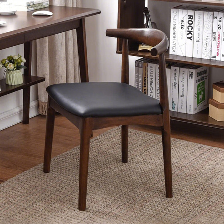 Contemporary Nordic Ash Wood PU Leather Horn Dining Chair Backrest For Dining Room