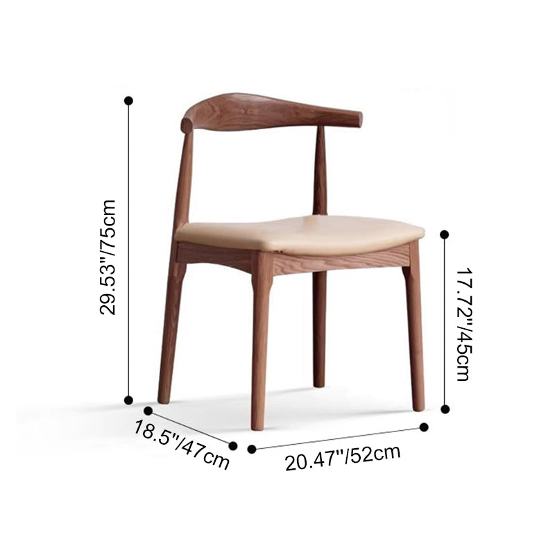 Contemporary Nordic Ash Wood PU Leather Horn Dining Chair Backrest For Dining Room