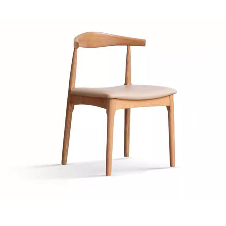 Contemporary Nordic Ash Wood PU Leather Horn Dining Chair Backrest For Dining Room