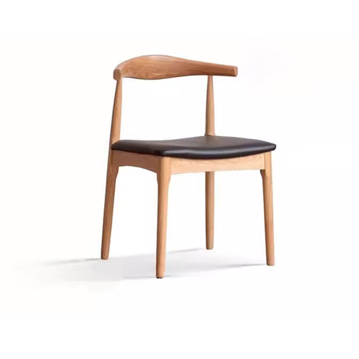 Contemporary Nordic Ash Wood PU Leather Horn Dining Chair Backrest For Dining Room