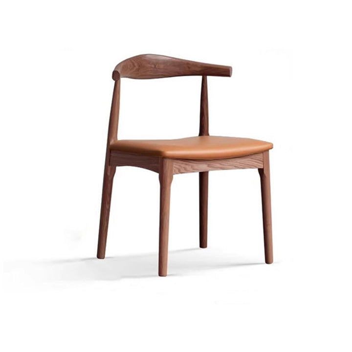Contemporary Nordic Ash Wood PU Leather Horn Dining Chair Backrest For Dining Room