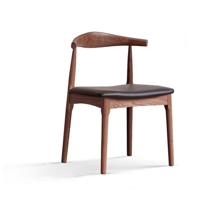 Contemporary Nordic Ash Wood PU Leather Horn Dining Chair Backrest For Dining Room