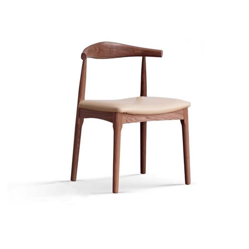 Contemporary Nordic Ash Wood PU Leather Horn Dining Chair Backrest For Dining Room