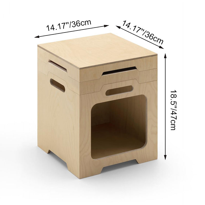 Japanischer modularer Beistelltisch aus Birken-Sperrholz - stapelbarer Aufbewahrungs-Boxeranzug für Homeoffice 