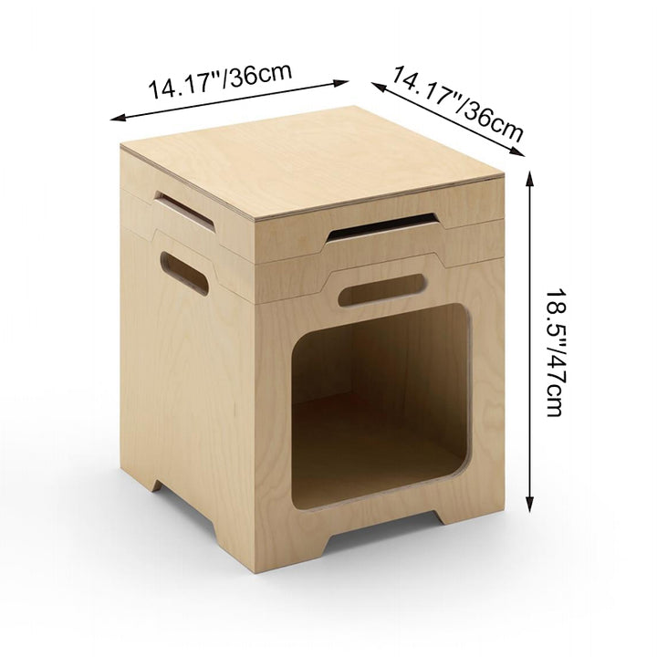 Japanischer modularer Beistelltisch aus Birken-Sperrholz - stapelbarer Aufbewahrungs-Boxeranzug für Homeoffice 