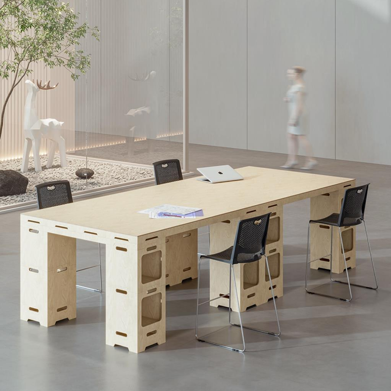 Japanischer modularer Beistelltisch aus Birken-Sperrholz - stapelbarer Aufbewahrungs-Boxeranzug für Homeoffice 
