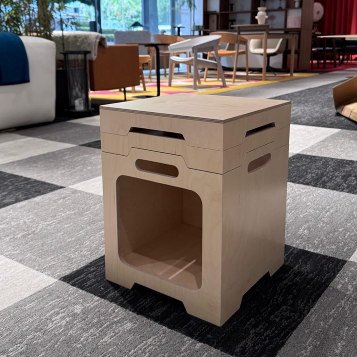 Japanischer modularer Beistelltisch aus Birken-Sperrholz - stapelbarer Aufbewahrungs-Boxeranzug für Homeoffice 