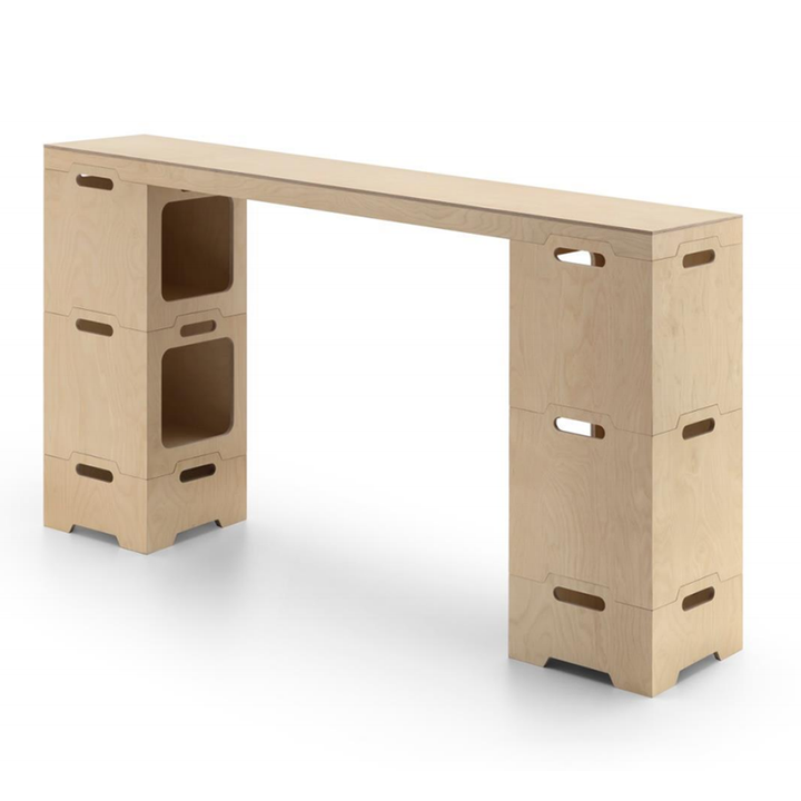 Japanischer modularer Beistelltisch aus Birken-Sperrholz - stapelbarer Aufbewahrungs-Boxeranzug für Homeoffice 