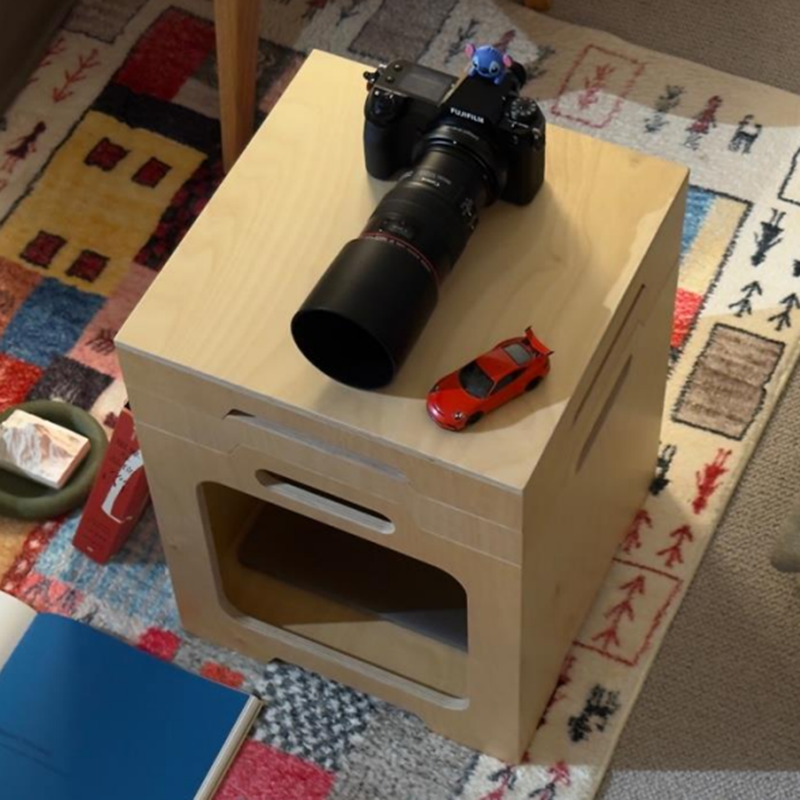 Japanischer modularer Beistelltisch aus Birken-Sperrholz - stapelbarer Aufbewahrungs-Boxeranzug für Homeoffice 