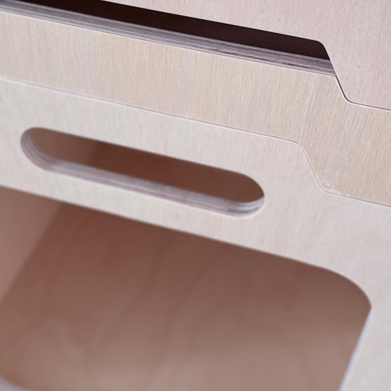 Japanischer modularer Beistelltisch aus Birken-Sperrholz - stapelbarer Aufbewahrungs-Boxeranzug für Homeoffice 