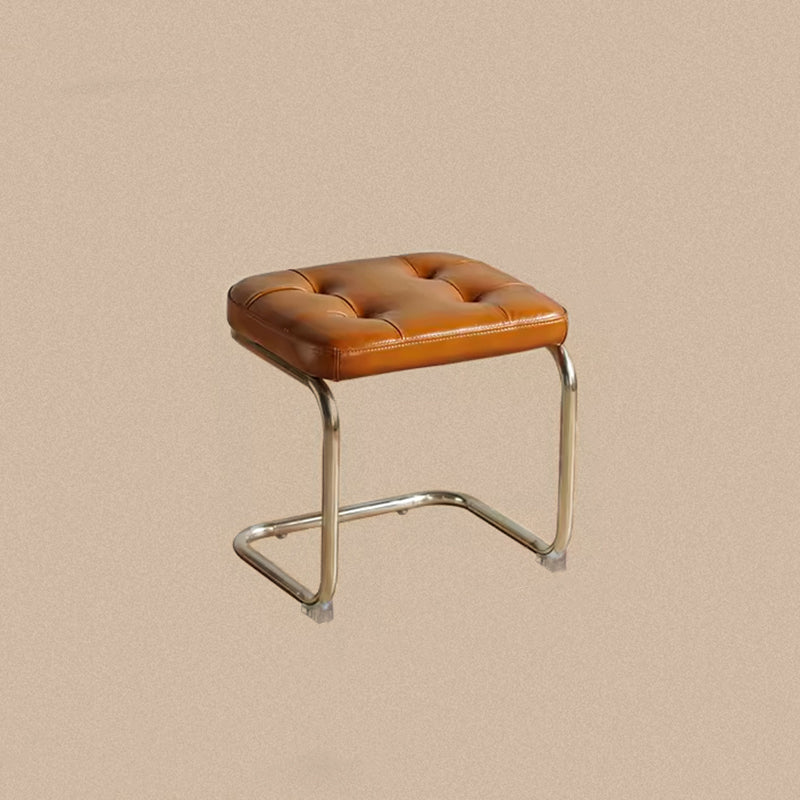 Traditionelle französische quadratische Geometrie PU-Leder echtes Leder Eisen-Hocker ohne Rückenlehne und Armlehnen für den Eingangsbereich 