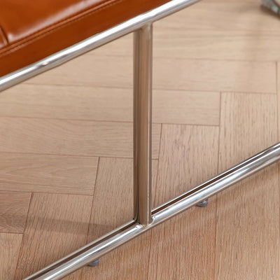 Tabouret de pied sans dossier ni accoudoirs en cuir géométrique traditionnel carré français en fer pour entrée 