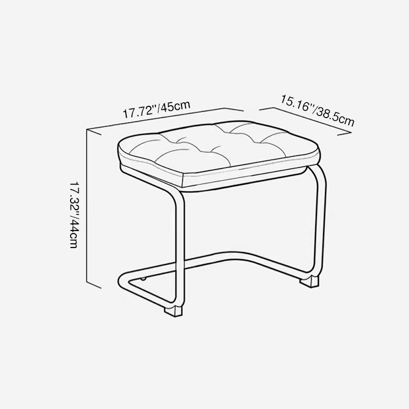 Tabouret de pied sans dossier ni accoudoirs en cuir géométrique traditionnel carré français en fer pour entrée 