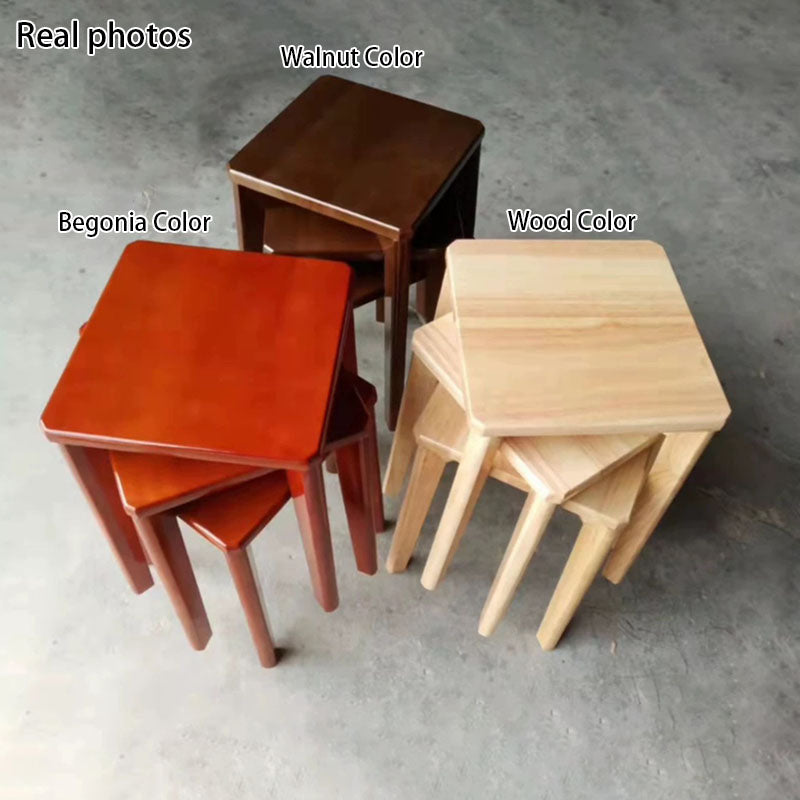 Moderner minimalistischer quadratischer Hocker aus Kautschukholz ohne Rückenlehne und Armlehnen für das Esszimmer 