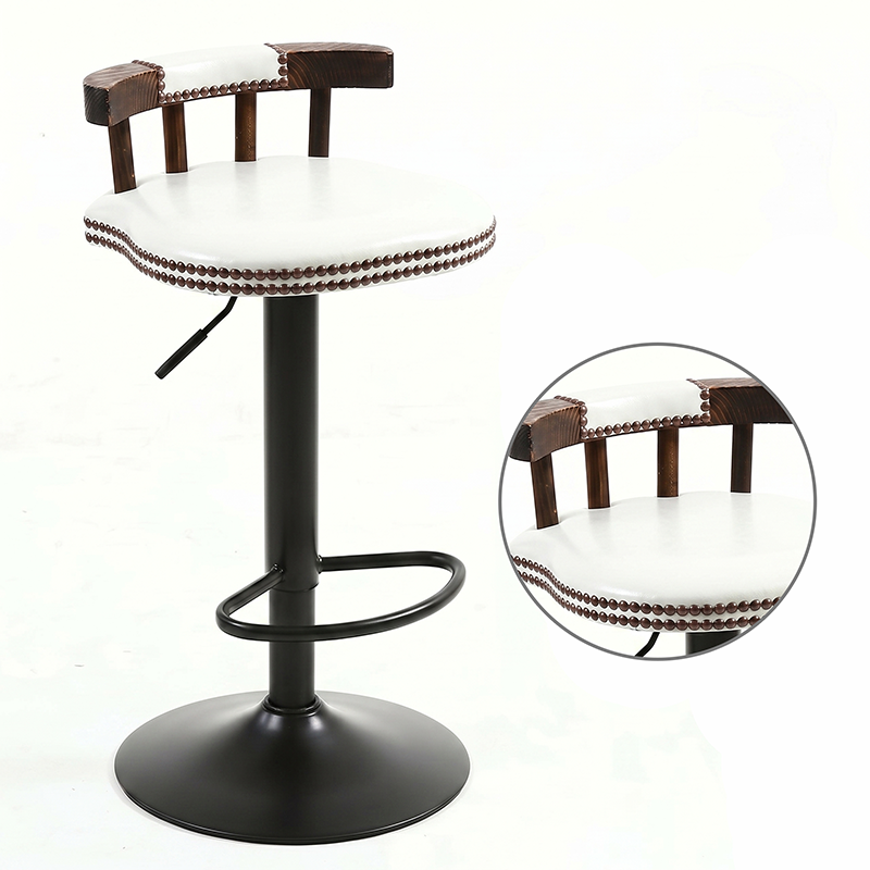 Tabouret de bar rond contemporain de luxe en simili cuir à effet ciré à l&
