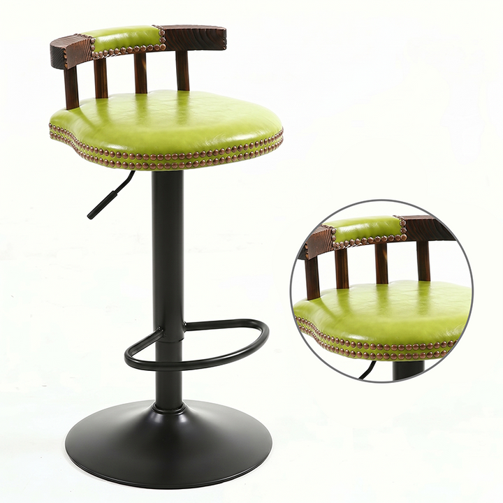 Tabouret de bar rond contemporain de luxe en simili cuir à effet ciré à l&