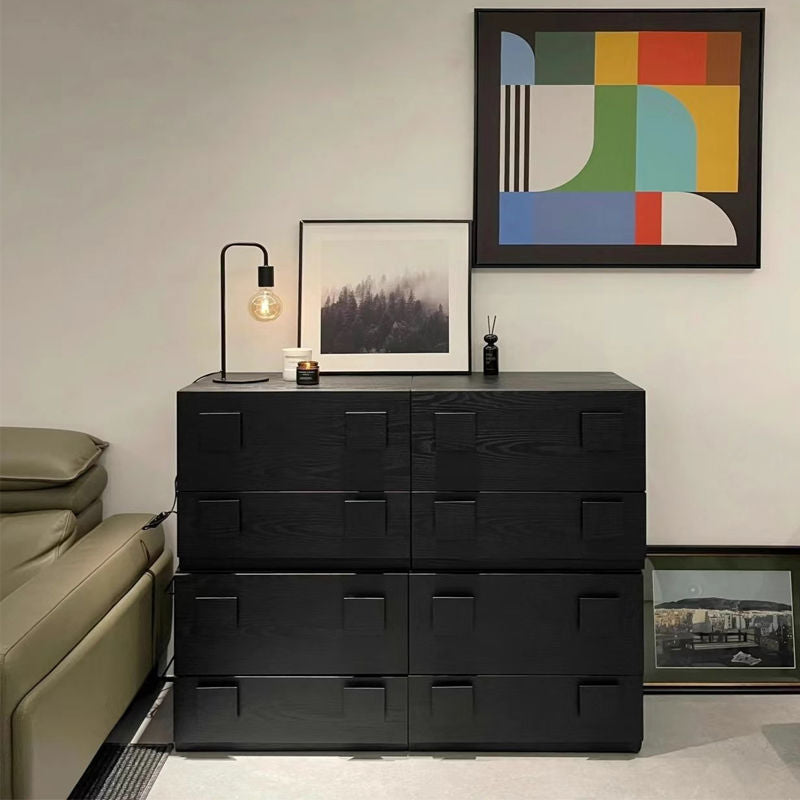 Modern Minimalist Rectangular Solid Wood Multi-Layer Plate Nightstand 1-Drawer For Bedroom