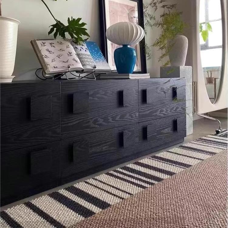 Modern Minimalist Rectangular Solid Wood Multi-Layer Plate Nightstand 1-Drawer For Bedroom