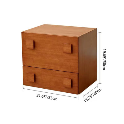 Modern Minimalist Rectangular Solid Wood Multi-Layer Plate Nightstand 1-Drawer For Bedroom