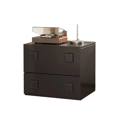 Modern Minimalist Rectangular Solid Wood Multi-Layer Plate Nightstand 1-Drawer For Bedroom
