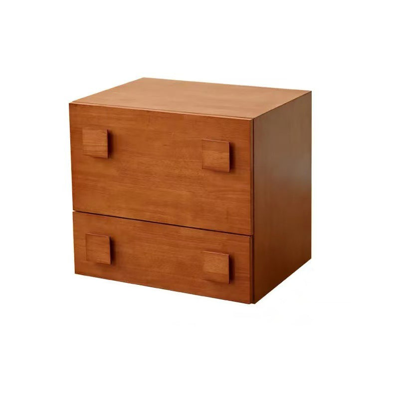 Modern Minimalist Rectangular Solid Wood Multi-Layer Plate Nightstand 1-Drawer For Bedroom